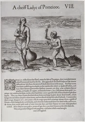 Mujer india y niña, grabado por Theodor de Bry (1528-1598)